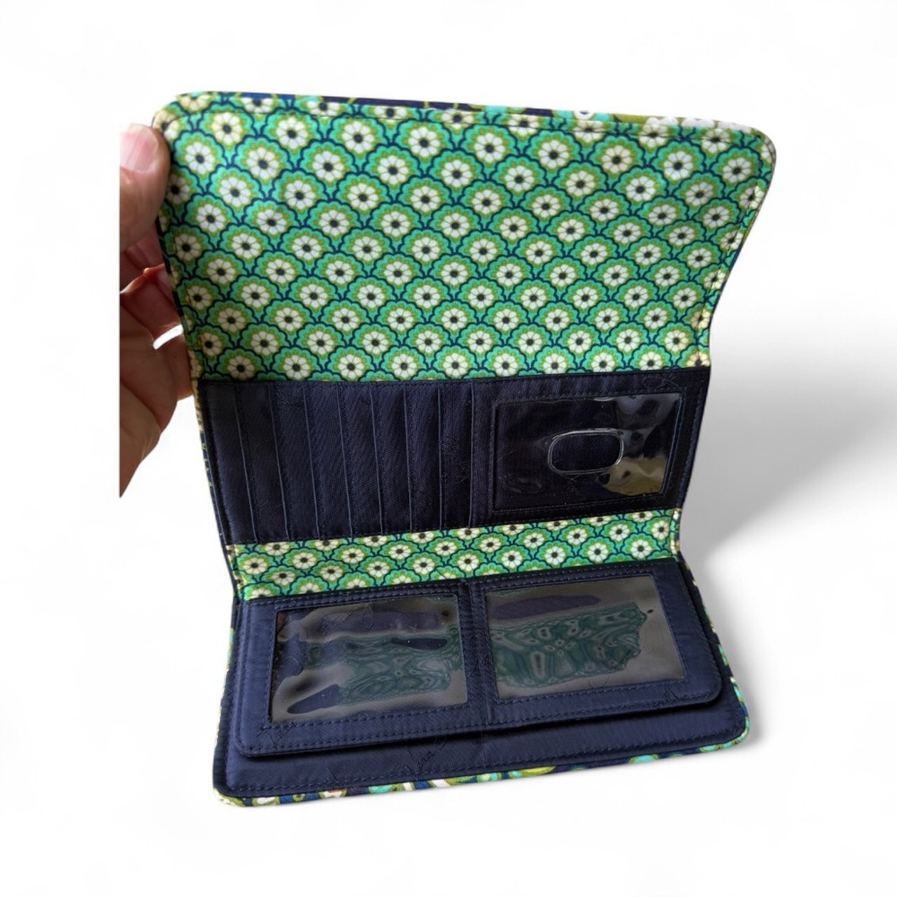 Vera Bradley Women's Zip Wallet Blue Floral Rhythm and Blues - Picture 5 of 5